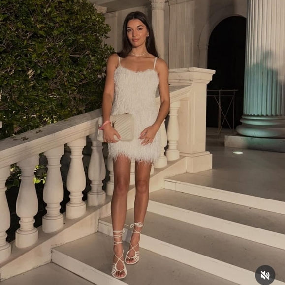 Zara Fringe Mini Dress White Size M - Picture 7 of 16